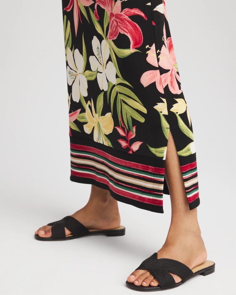 Chicos Travelers™ Tropical-Lily Midi Skirt - GOLDEN CHAMOIS