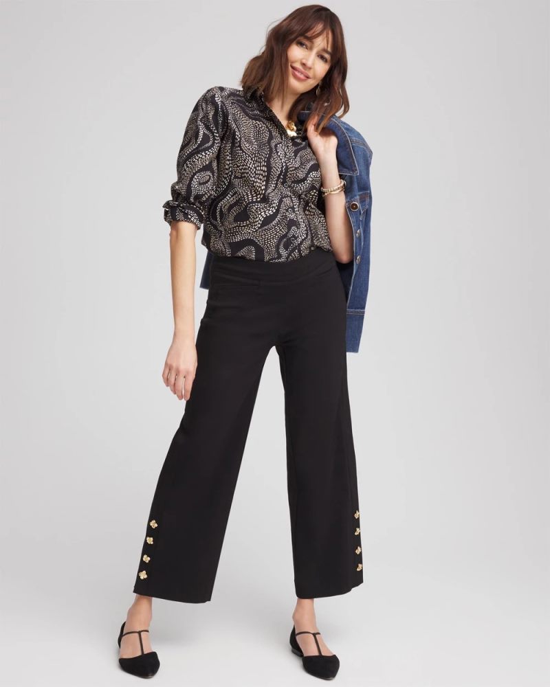Chicos Brigitte™ Cropped Wide-Leg Pants - BLACK