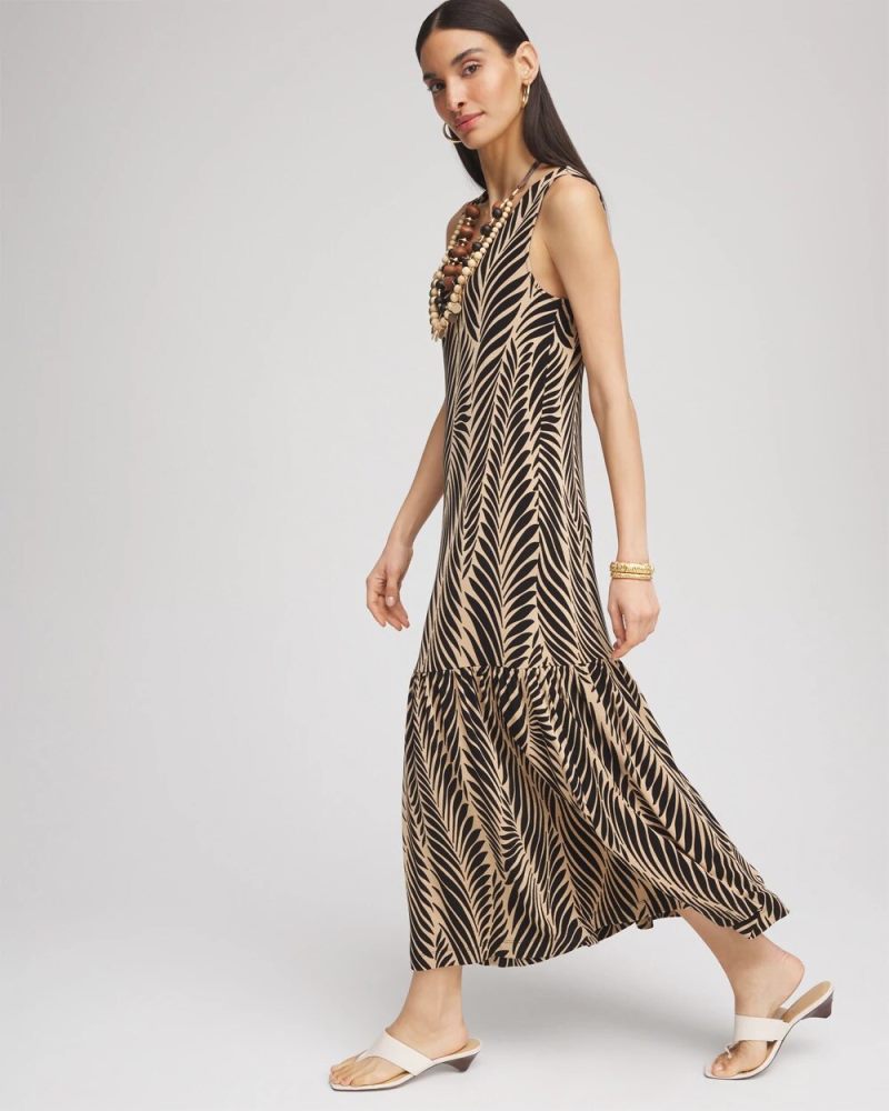 Chicos Travelers™ Palm-Frond-Motif Dress - CAFE AROMA