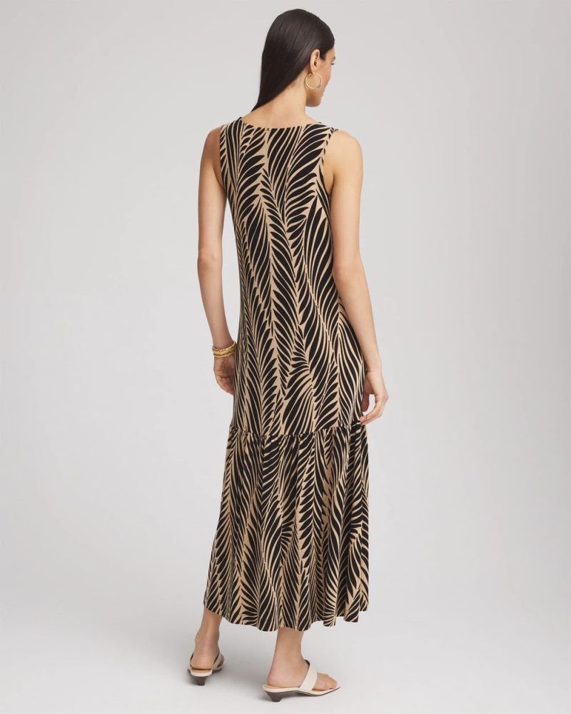 Chicos Travelers™ Palm-Frond-Motif Dress - CAFE AROMA
