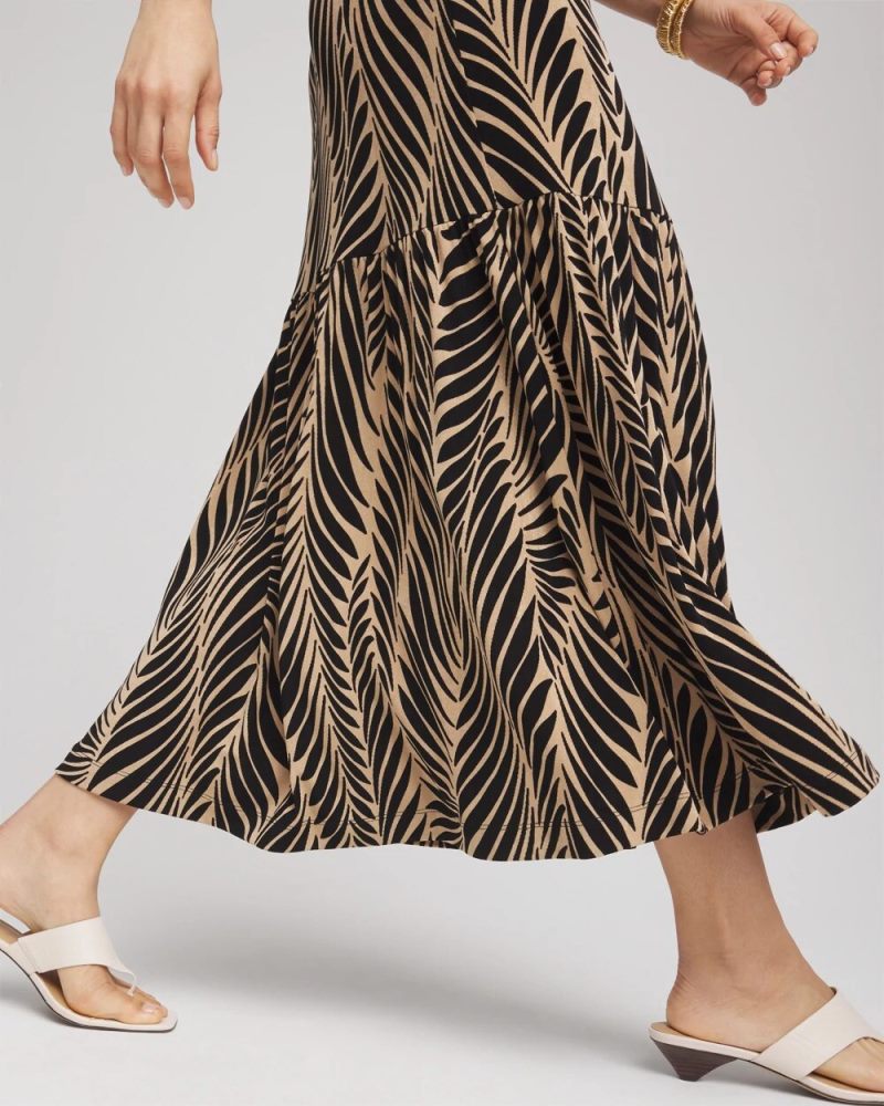 Chicos Travelers™ Palm-Frond-Motif Dress - CAFE AROMA