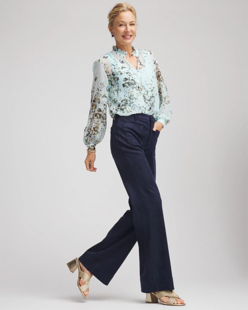 Chicos Faux Suede Bootcut Ankle Pants - PASSPORT BLUE