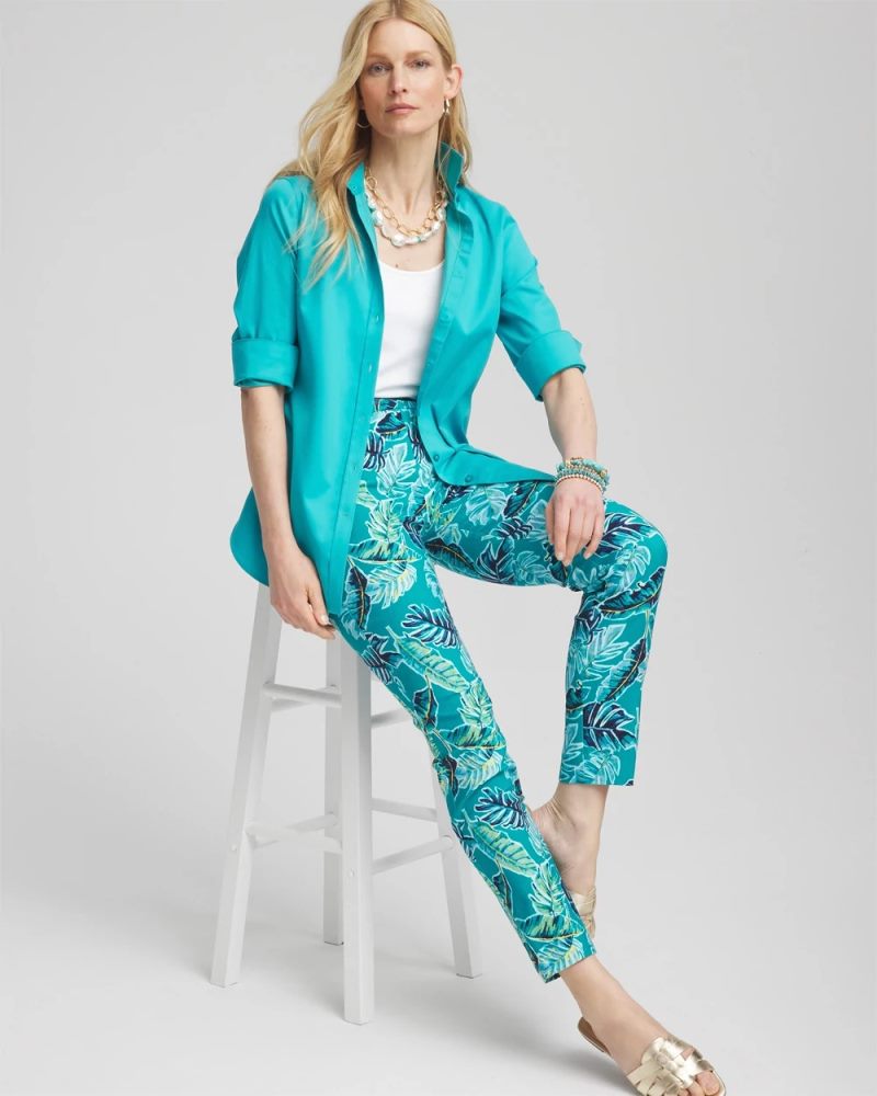Chicos Brigitte™ Tropical Pull-On Ankle Pants - SEASPRAY