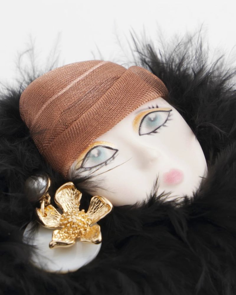 Chicos Feathered Lady Brooch - MULTI