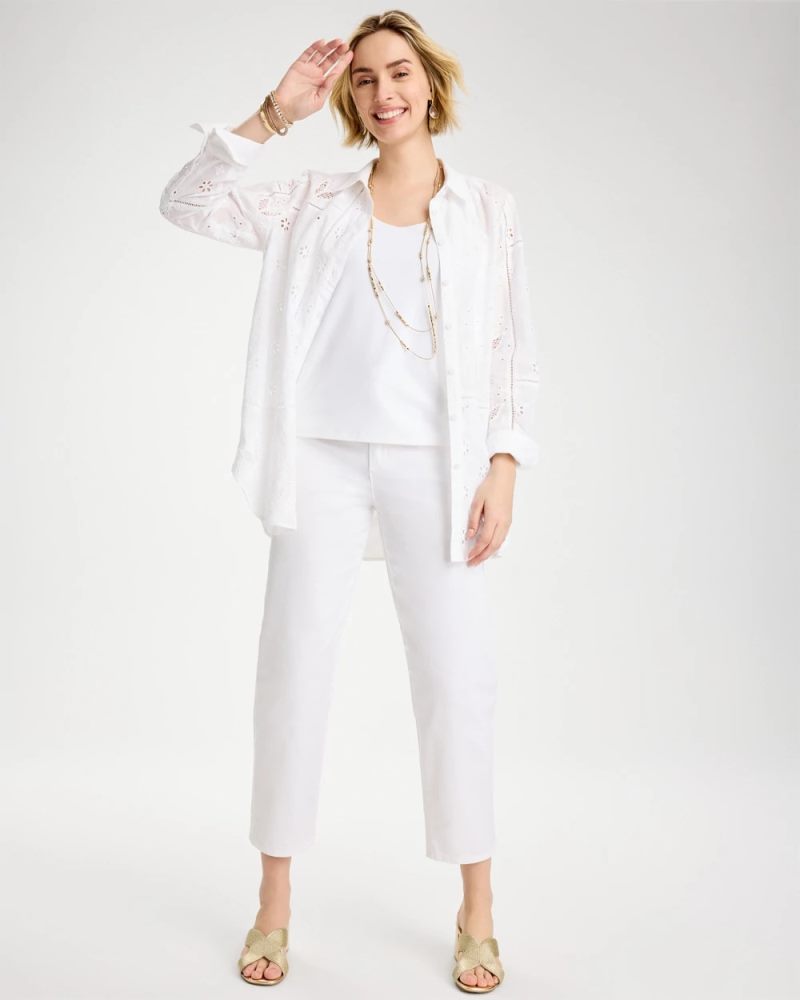 Chicos Relaxed Boyfriend Chino Crop Pants - ALABASTER