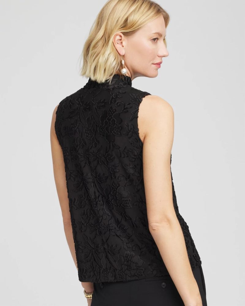 Chicos Burnout Mockneck Tank - BLACK