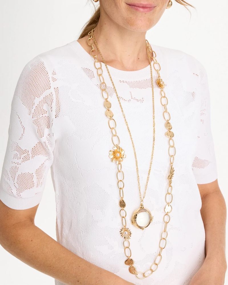 Chicos Butterfly Wing Monocle Necklace - GOLD