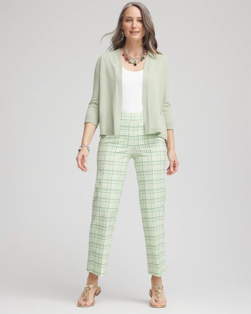 Chicos Brigitte™ Wide Leg Plaid Cropped Pants - MOROCCAN MINT