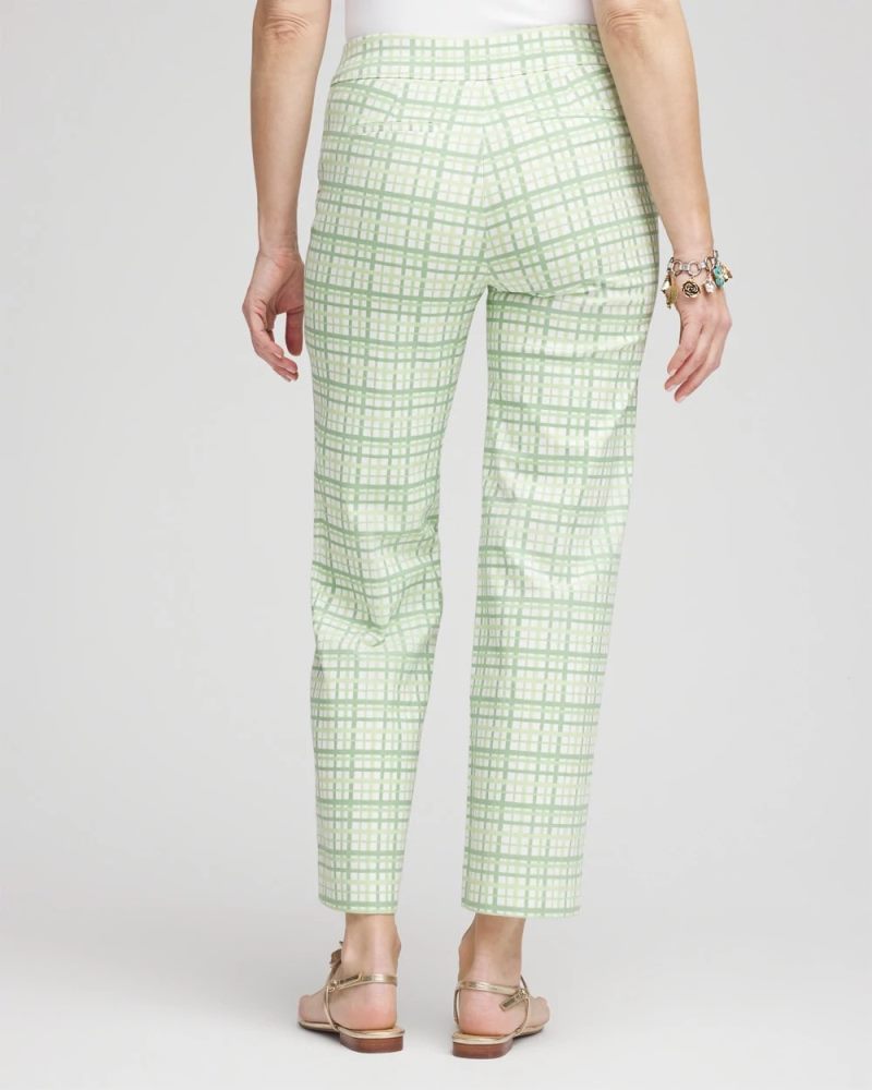 Chicos Brigitte™ Wide Leg Plaid Cropped Pants - MOROCCAN MINT