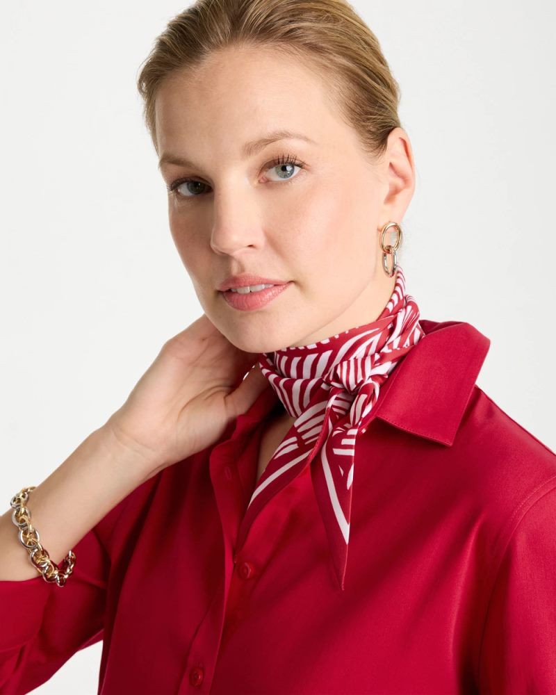 Chicos Printed Skinny Scarf - CHERRY LUSH