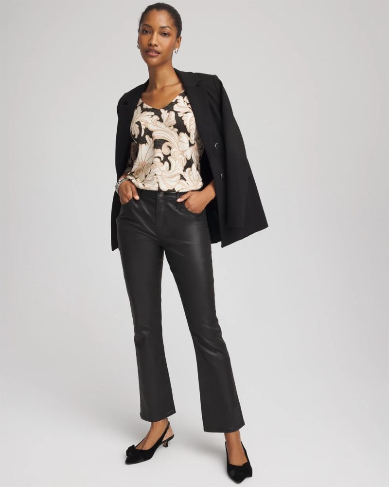 Chicos Ella Metallic V-Neck Sweater - PURPLE ROYALE