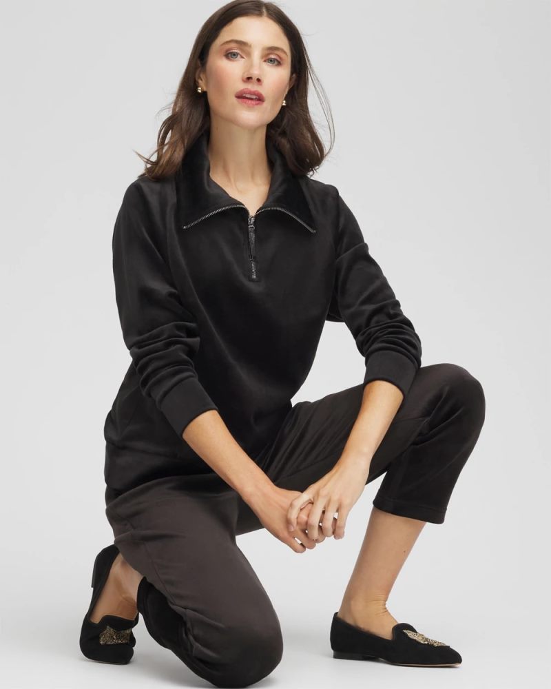Chicos Zenergy® Velour Pullover - BLACK