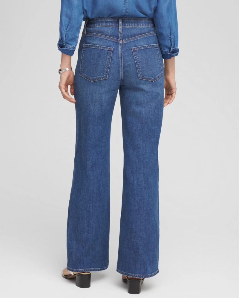 Chicos Petite High Rise Wide Leg Jeans - PIAZZA INDIGO