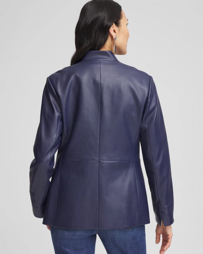 Chicos Buttery-Soft Faux Leather Peplum Jacket - CONSTELLATION BLUE