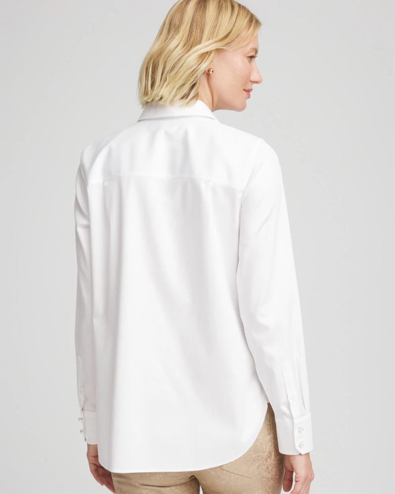 Chicos No Iron Pearl-Button Stretch Shirt - OPTIC WHITE