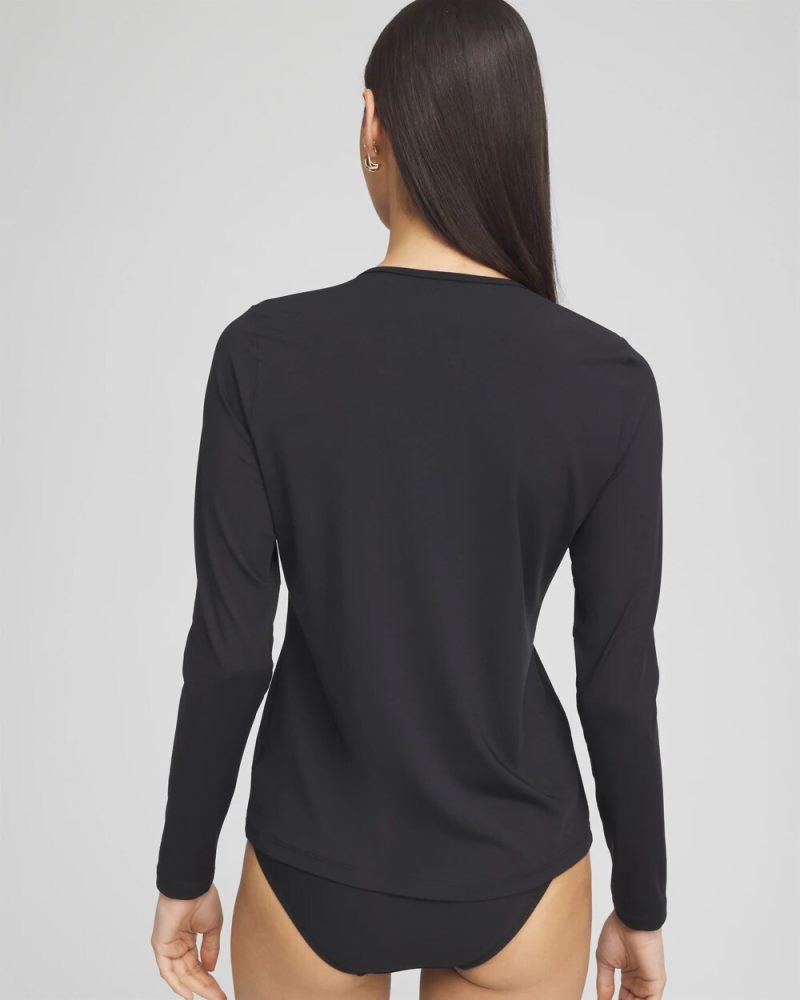 Chicos Gottex Long-Sleeve Swim Shirt - BLACK
