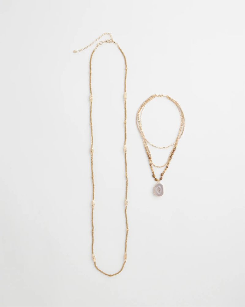 Chicos Convertible Agate Pendant Necklace - NEUTRAL