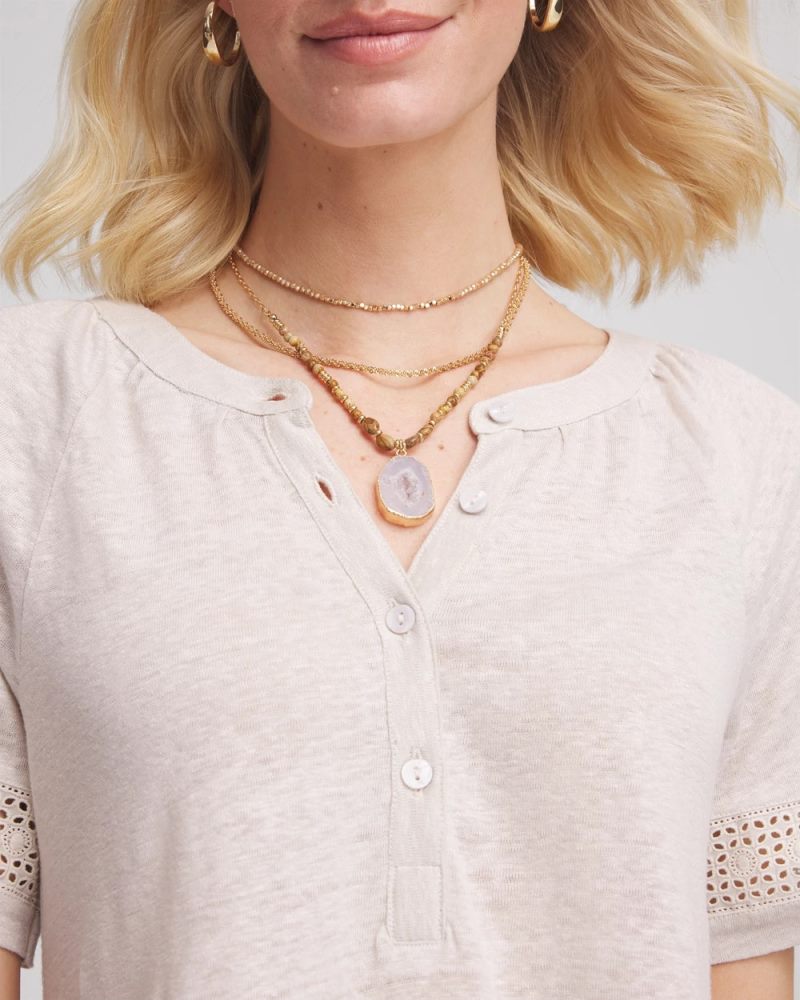 Chicos Convertible Agate Pendant Necklace - NEUTRAL