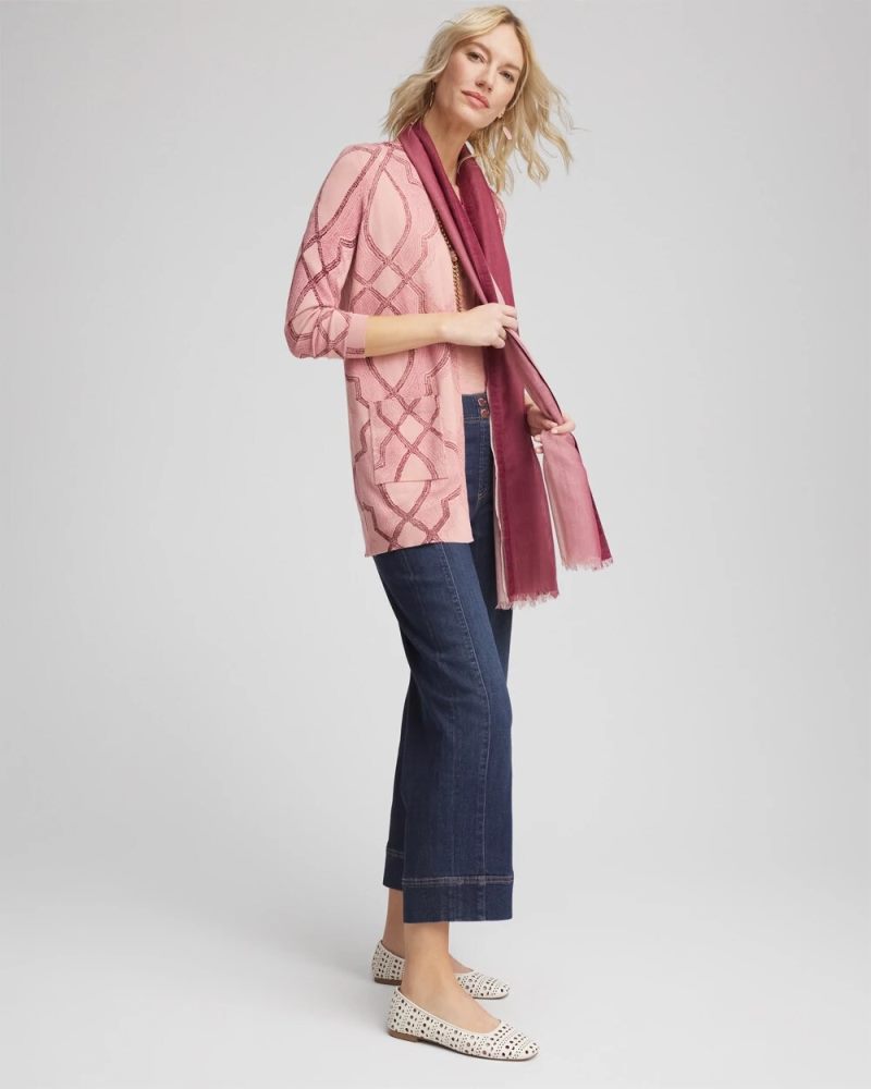Chicos Tile Open-Front Cardigan - FRENCH BLUSH