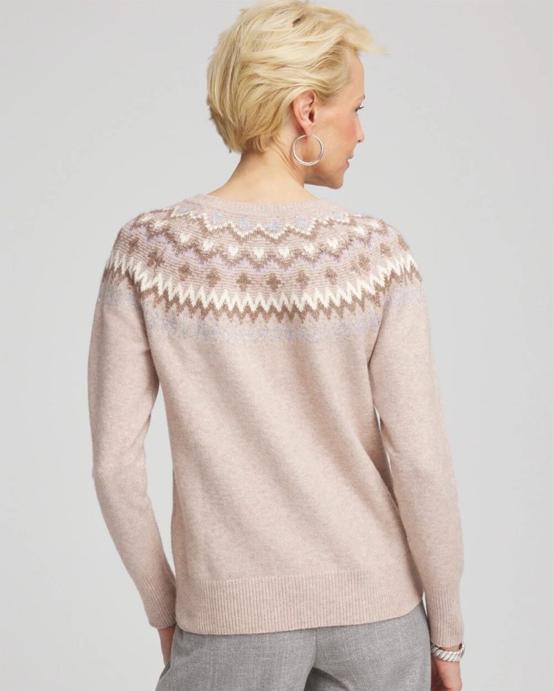 Chicos Fair Isle Sweater - BIRCH BARK