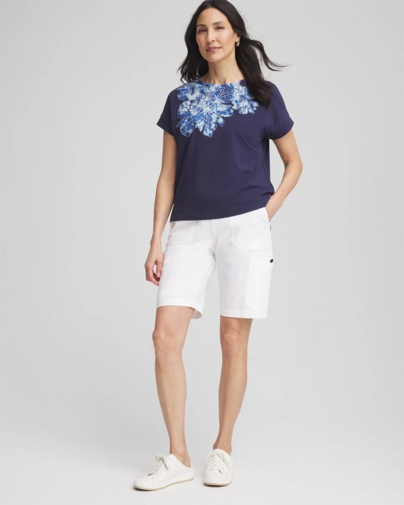 Chicos Zenergy® UPF Knit Applique Dolman Top - PASSPORT BLUE