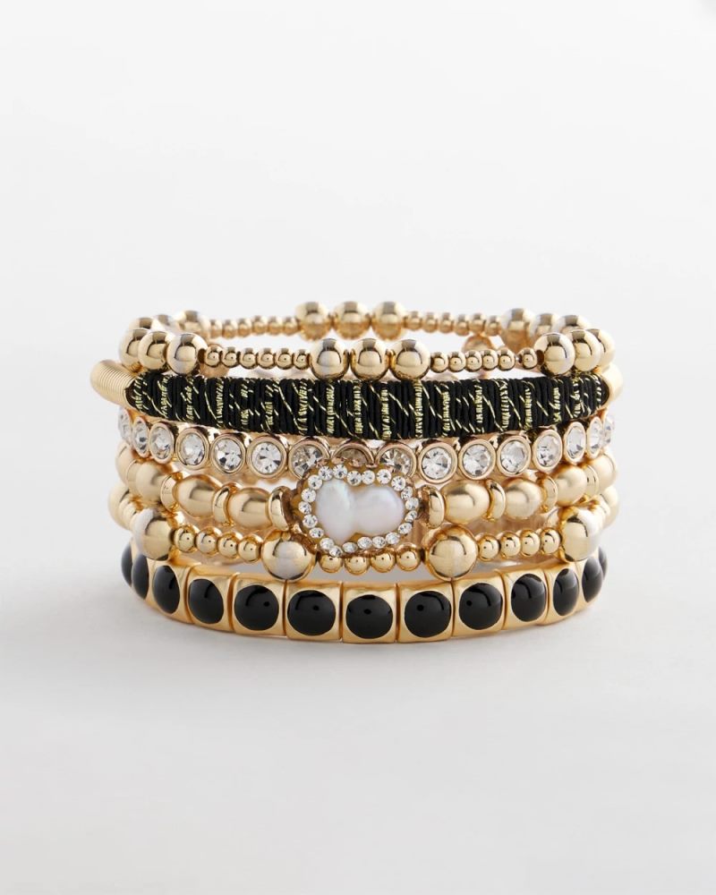 Chicos Thread Wrapped Cuff Bracelet - BLACK/GOLD
