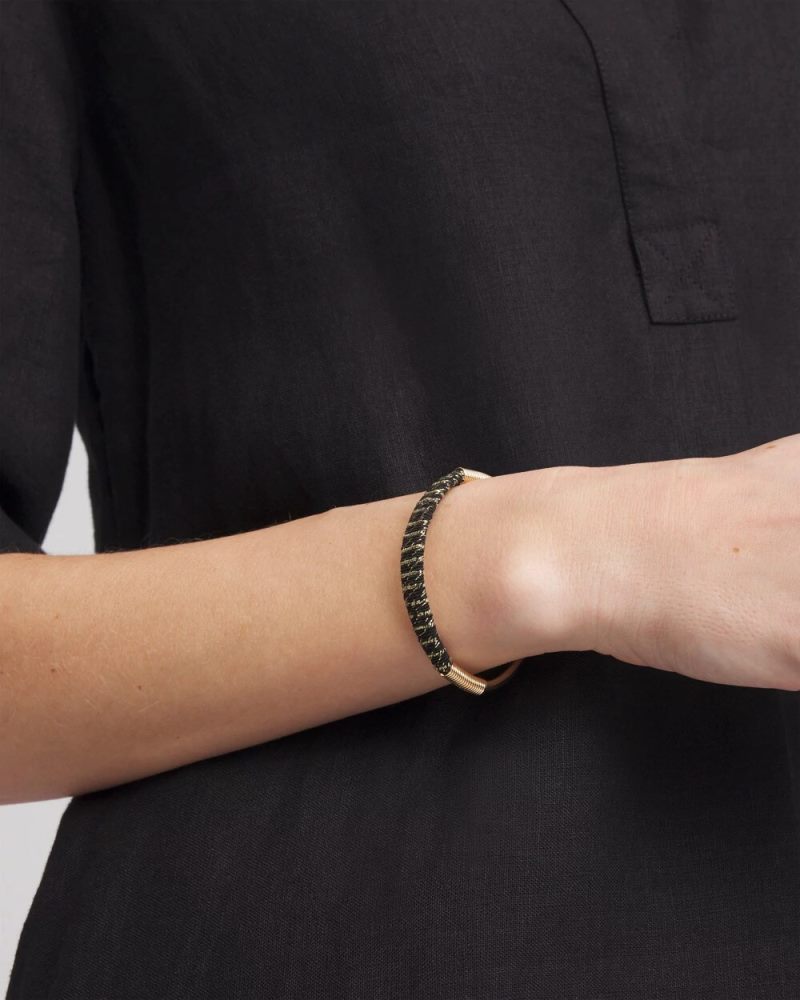 Chicos Thread Wrapped Cuff Bracelet - BLACK/GOLD