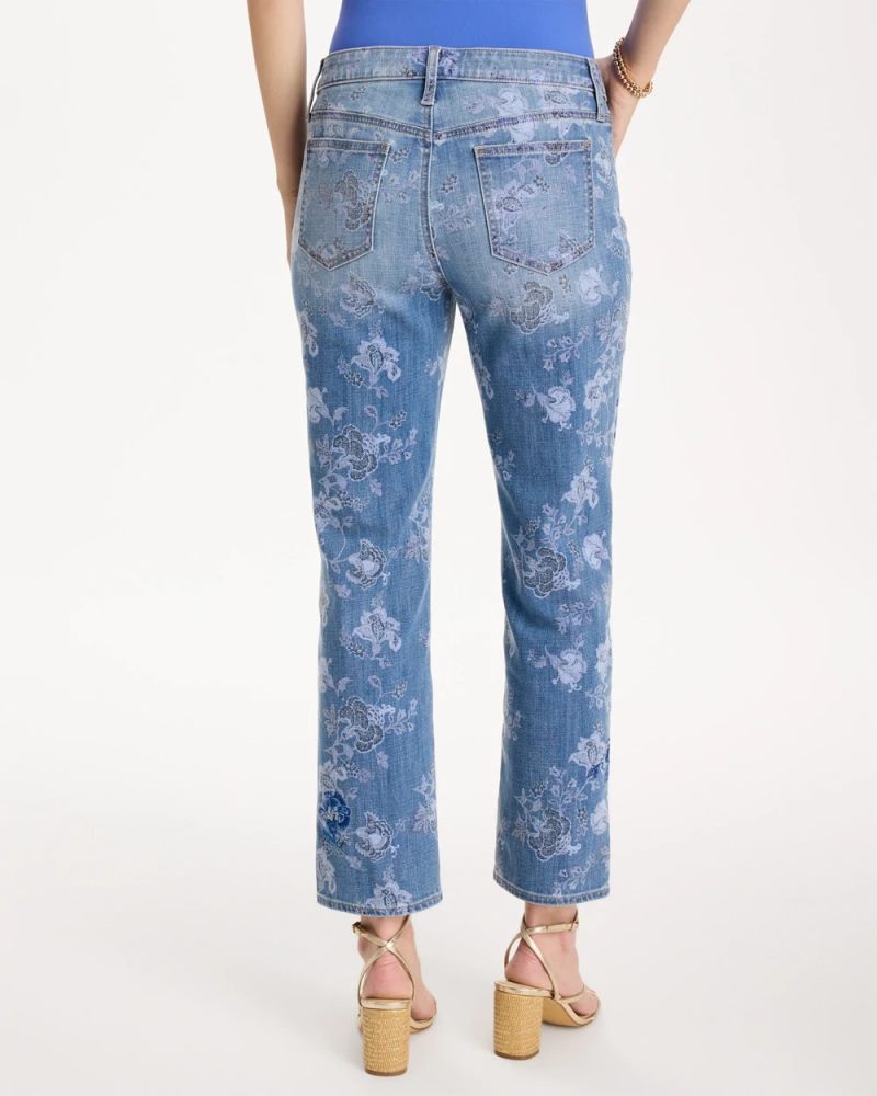 Chicos Embellished Girlfriend Crop Jean - UNDERWATER INDIGO