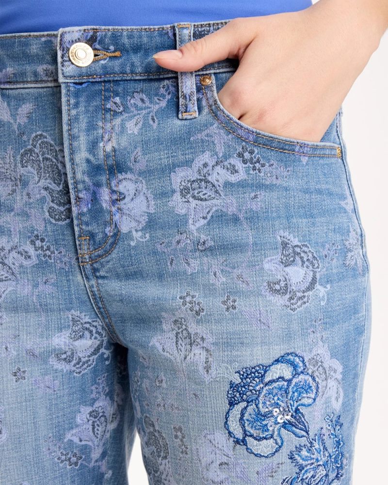 Chicos Embellished Girlfriend Crop Jean - UNDERWATER INDIGO