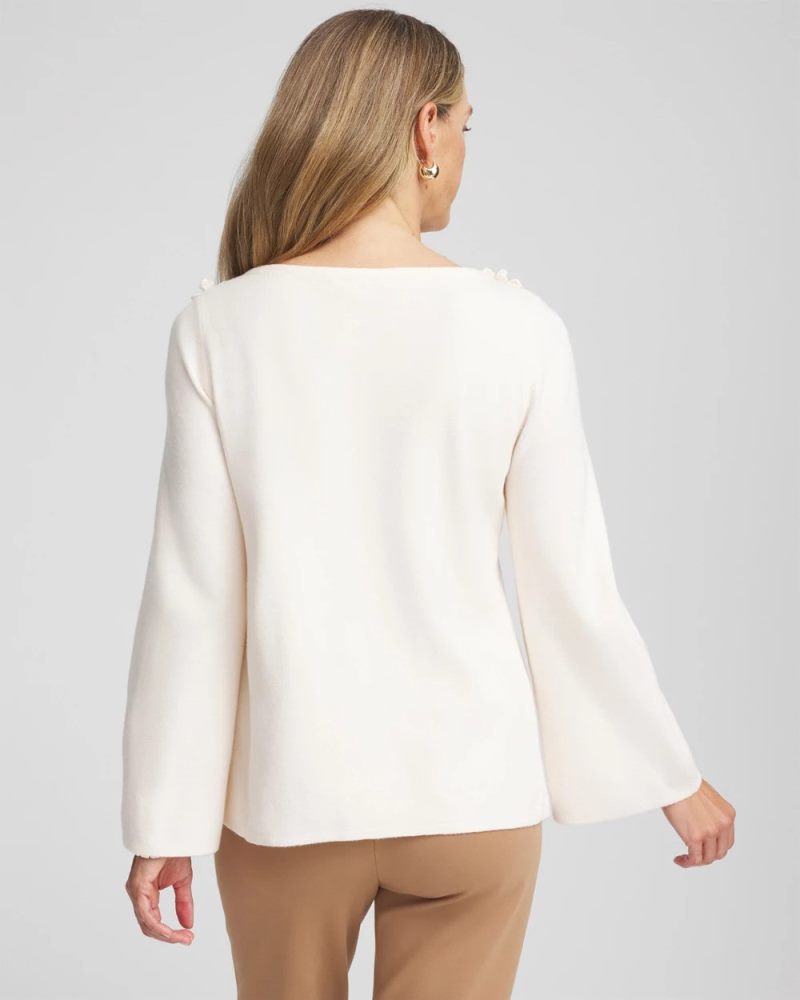 Chicos Appliqué Flared-Sleeve Sweater - ENGLISH CREAM
