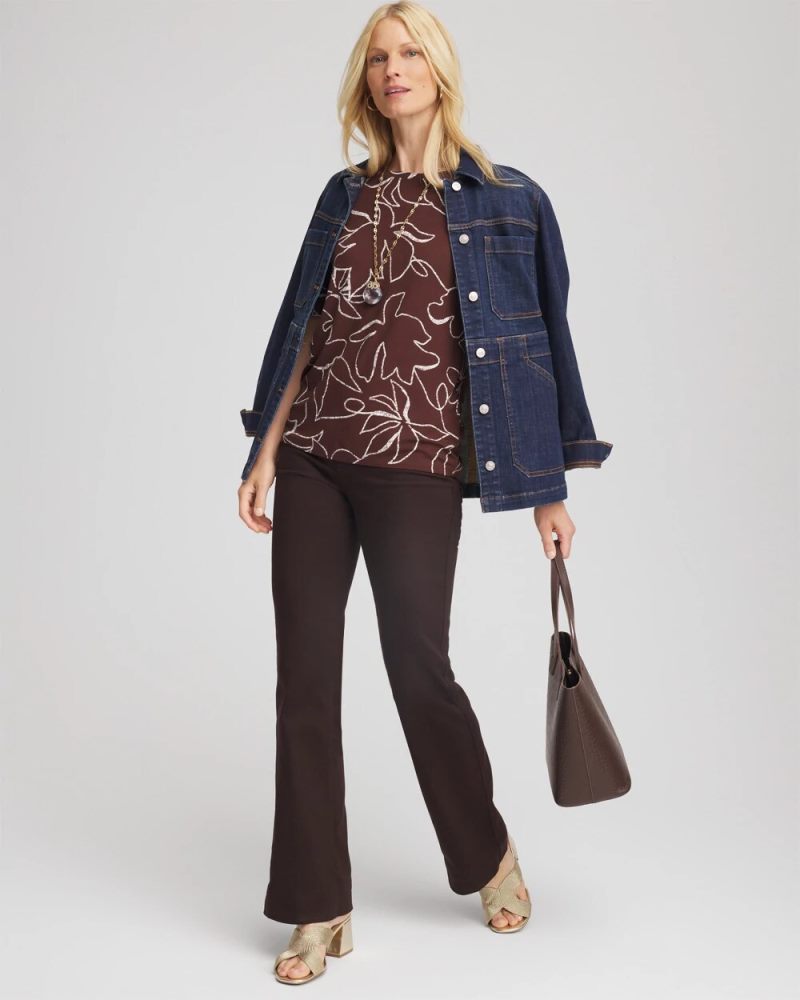 Chicos Touch of Cool™ Elbow-Sleeve Perfect Tee - CACAO