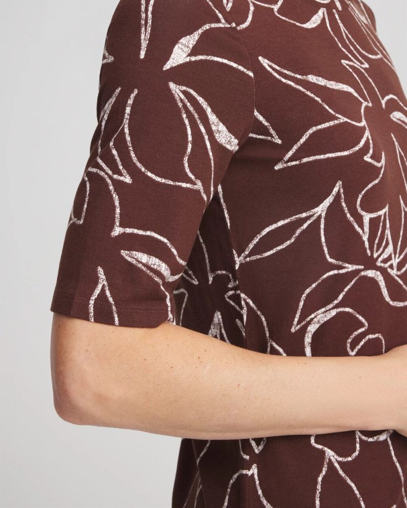 Chicos Touch of Cool™ Elbow-Sleeve Perfect Tee - CACAO