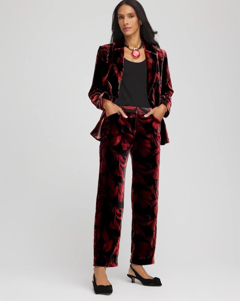 Chicos Velvet Rose Slim Ankle Pants - BLACK