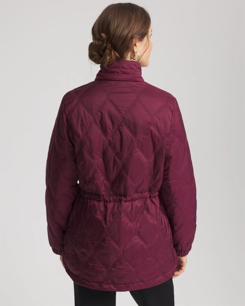 Chicos Zenergy® Water-Resistant Quilted Anorak Jacket - DEEP CHIANTI