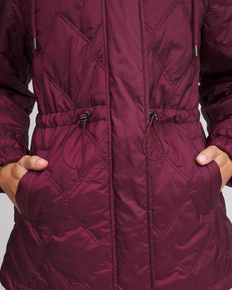 Chicos Zenergy® Water-Resistant Quilted Anorak Jacket - DEEP CHIANTI