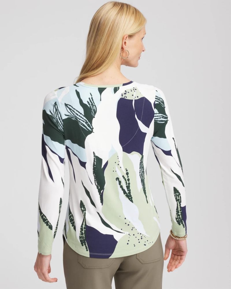 Chicos Sea-Print Touch of Cool™ Layering Tee - SAGE MEADOW
