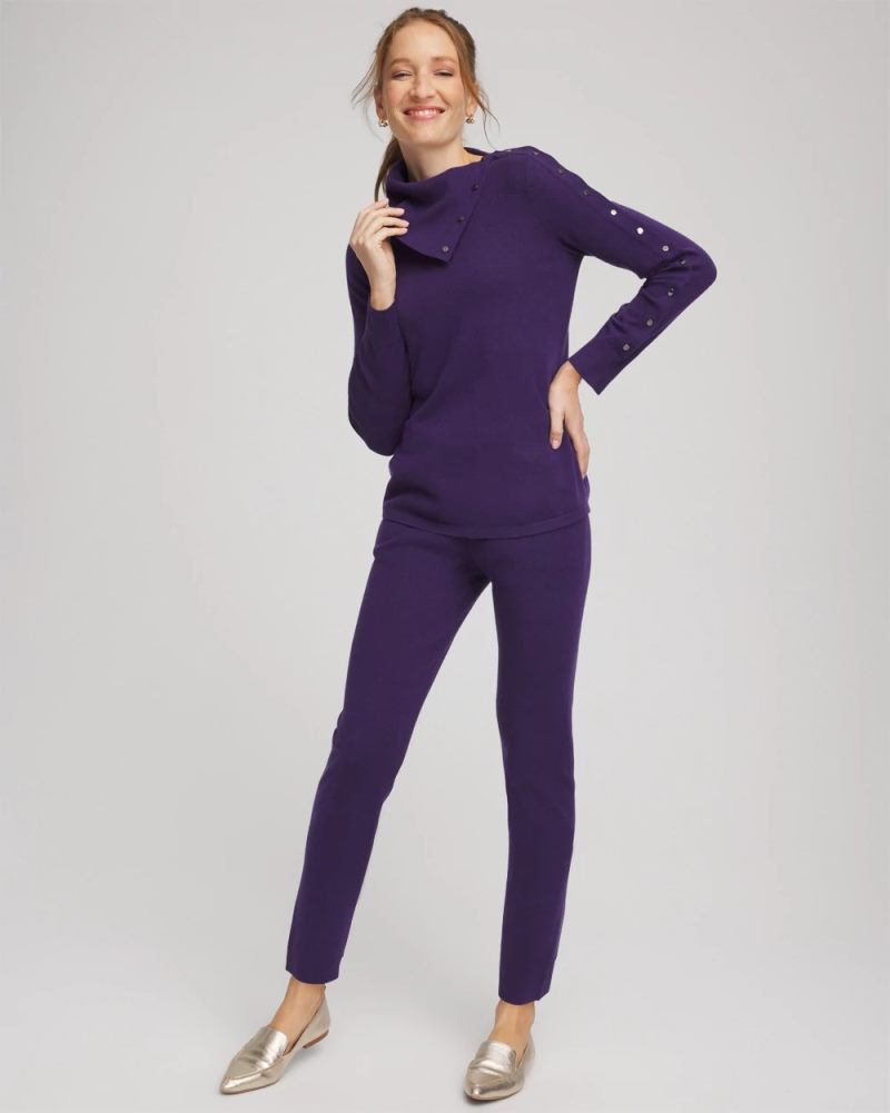 Chicos Zenergy® Luxe Envelope Neck Sweater - PURPLE ELIXIR