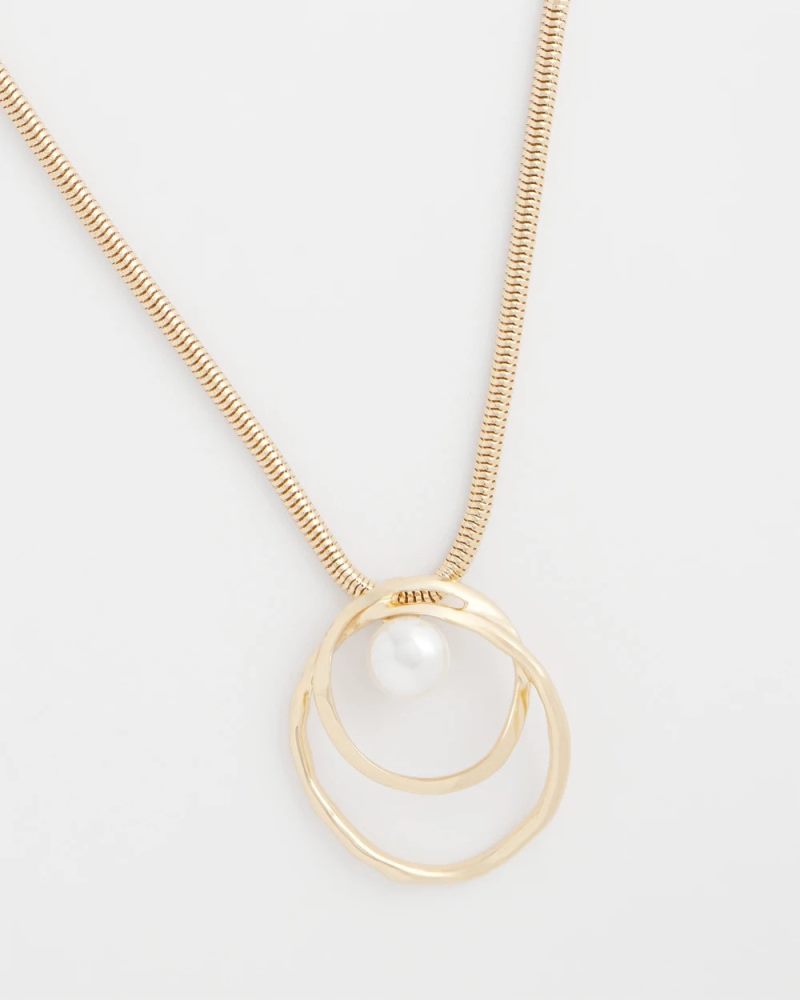 Chicos Pearl and Gold Pendant - PEARL
