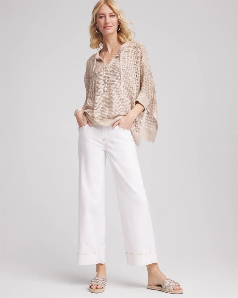 Chicos No Stain Pull-On Wide Leg Cropped Jeans - ALABASTER
