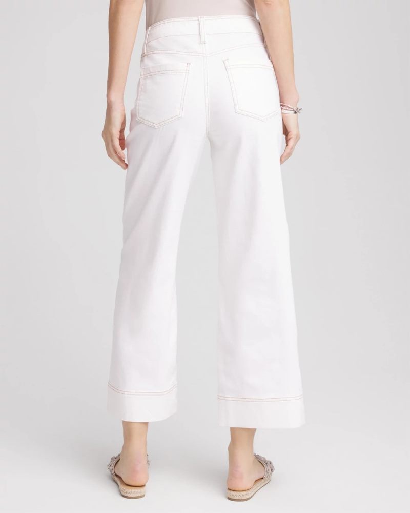 Chicos No Stain Pull-On Wide Leg Cropped Jeans - ALABASTER