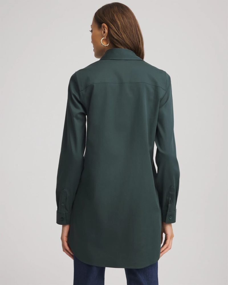 Chicos No Iron Long-Sleeved Tunic - DARKEST SPRUCE