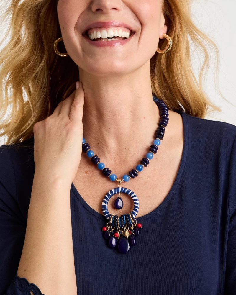 Chicos Americana Mixed Media Pendant Necklace - MULTI