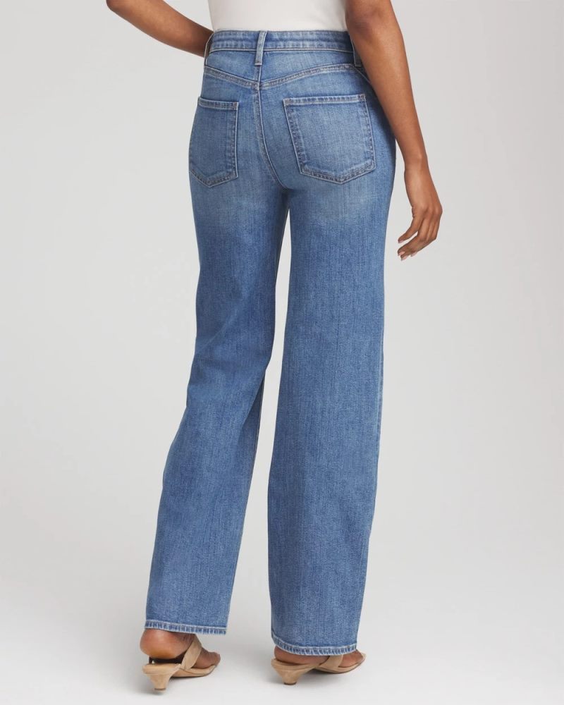 Chicos Appliqué High-Rise Wide-Leg Jeans - AVENIDA INDIGO