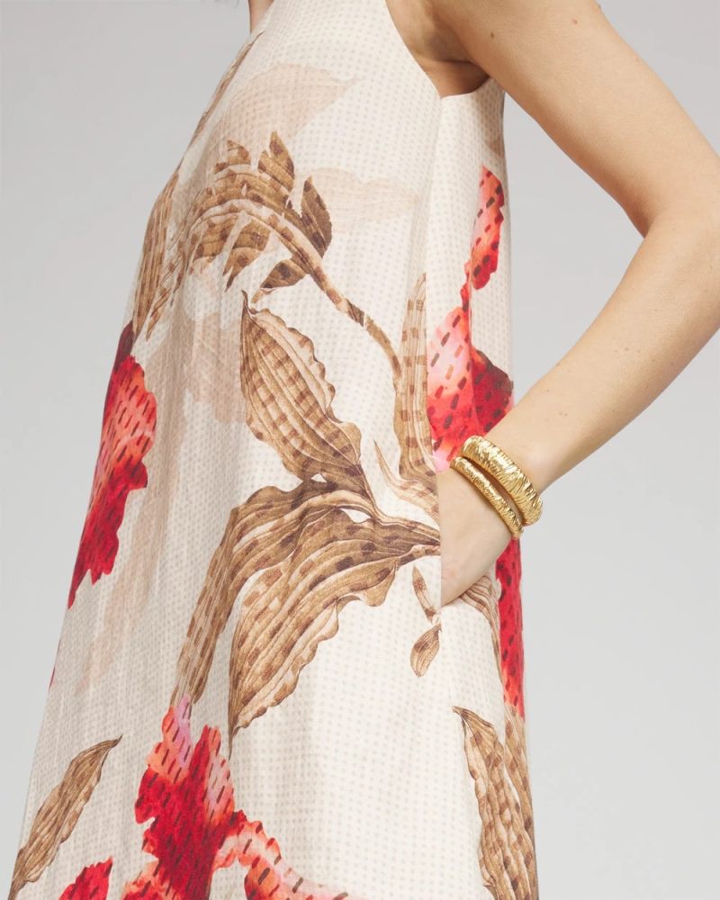 Chicos Floral Tank Linen Maxi Dress - MULTI