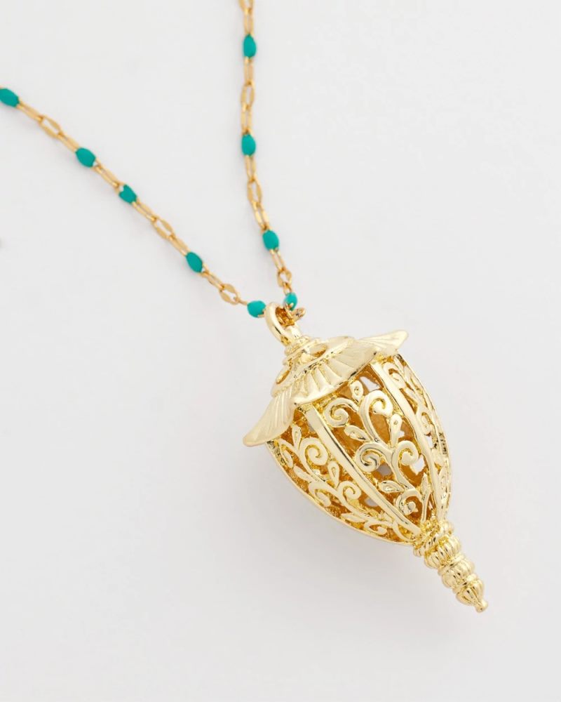 Chicos Lantern Pendant Necklace - TURQUOISE