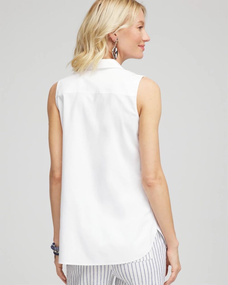 Chicos No Iron Sleeveless Sateen Shirt - OPTIC WHITE