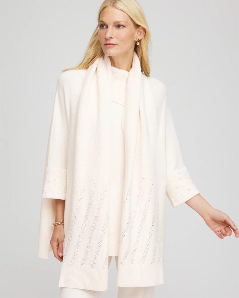 Chicos Embellished Striped Scarf - ENGLISH CREAM