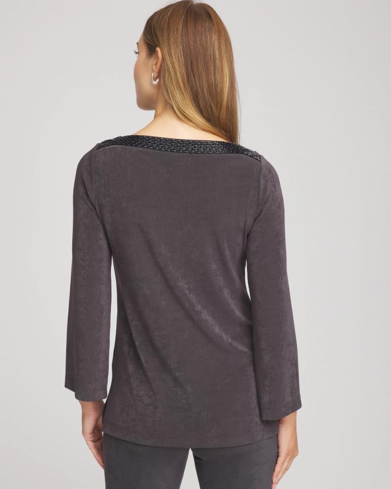 Chicos Travelers™ Koia Pearl Beaded Tunic - SERENE GRAY