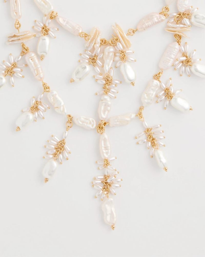 Chicos Chico's Originals Pearl Cluster Bib Necklace - PEARL