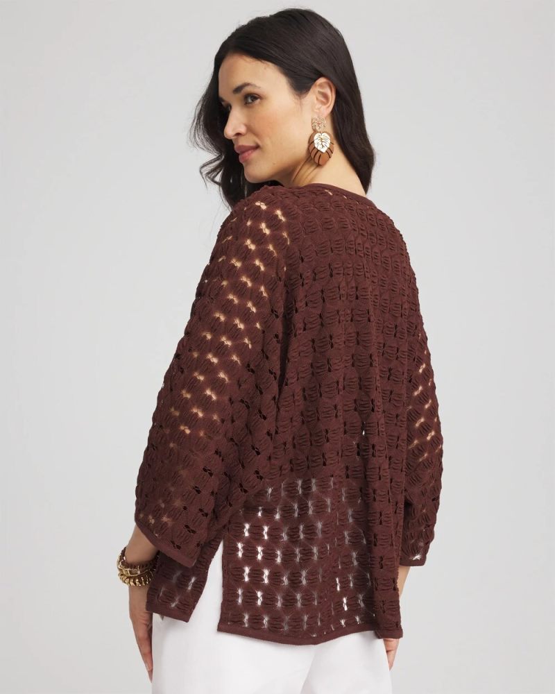 Chicos Short Woven Kimono - CACAO